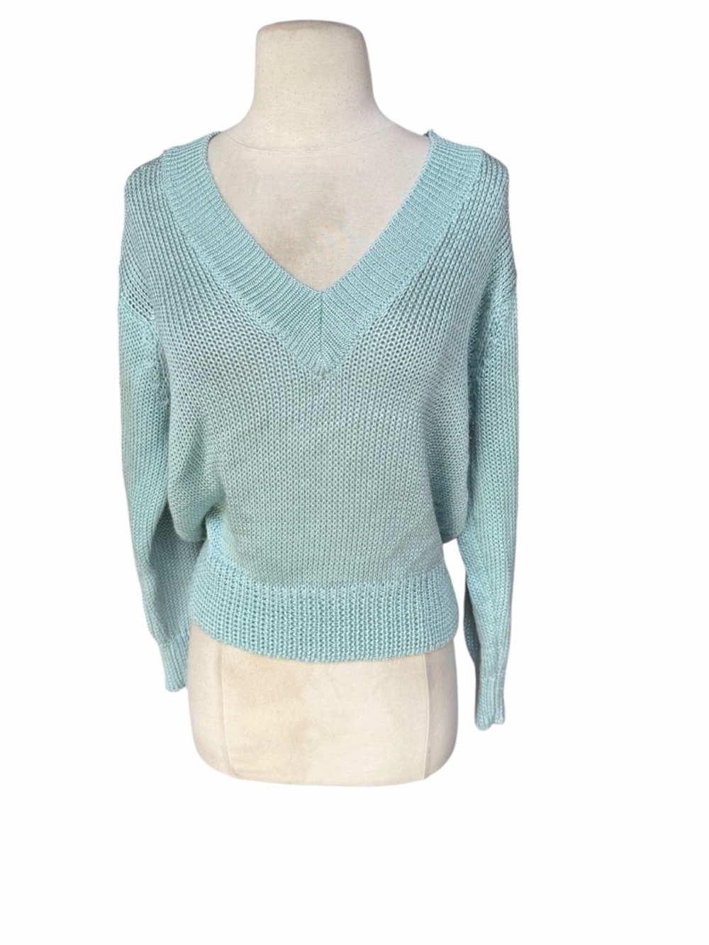Early 80s Collage 100% Acrylic Shaker-Stitch Relaxed Oversized V-Neck Sweater